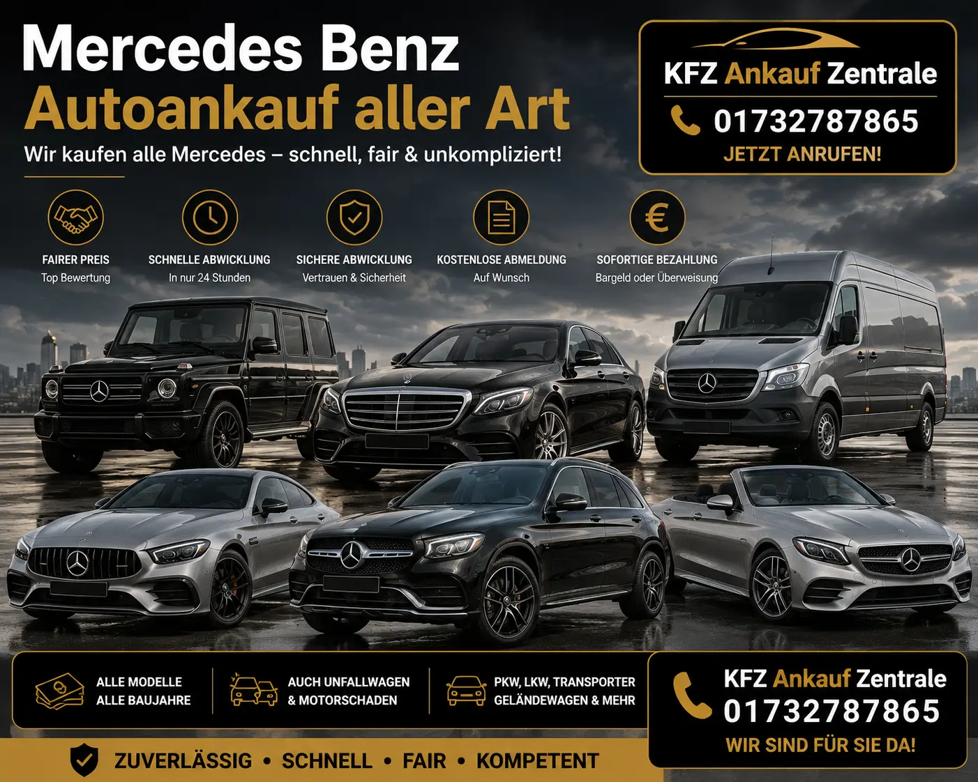 Mercedes-Benz Autoankauf für Limousinen, SUVs, Kombis, Coupés und Transporter aller Baureihen