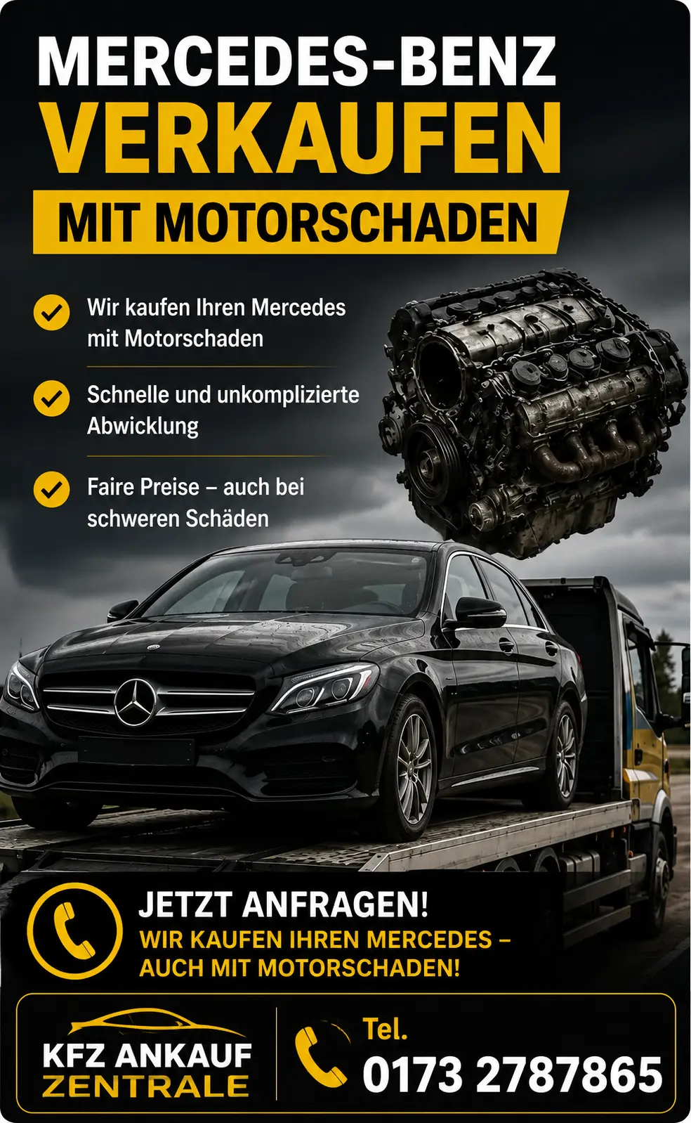 Mercedes-Benz mit Motorschaden verkaufen – Ankauf von Fahrzeugen mit Motor- oder Getriebeschaden