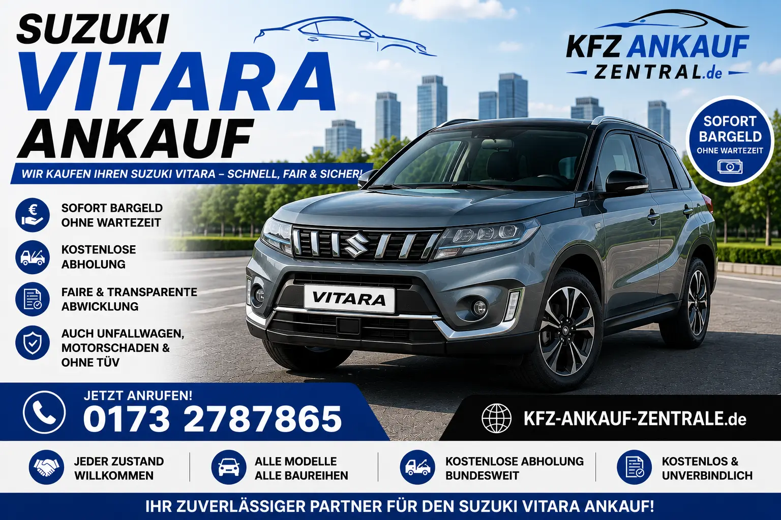 Suzuki Vitara Ankauf – Suzuki Vitara verkaufen bei KFZ Ankauf Zentrale mit kostenloser Abholung und fairer Bewertung