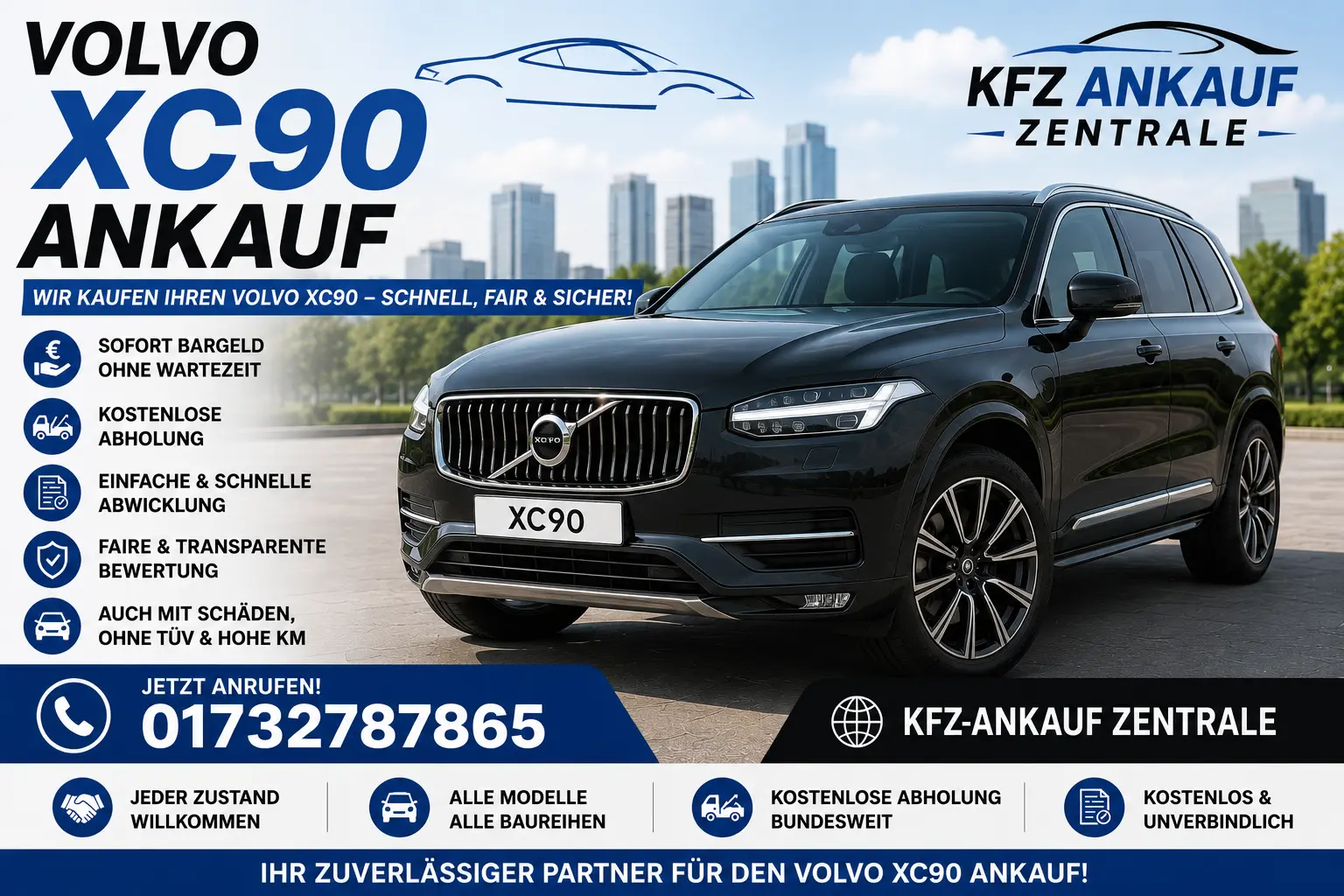 Volvo XC90 Ankauf – Volvo XC90 verkaufen mit KFZ Ankauf Zentrale, kostenlose Abholung und faire Bewertung
