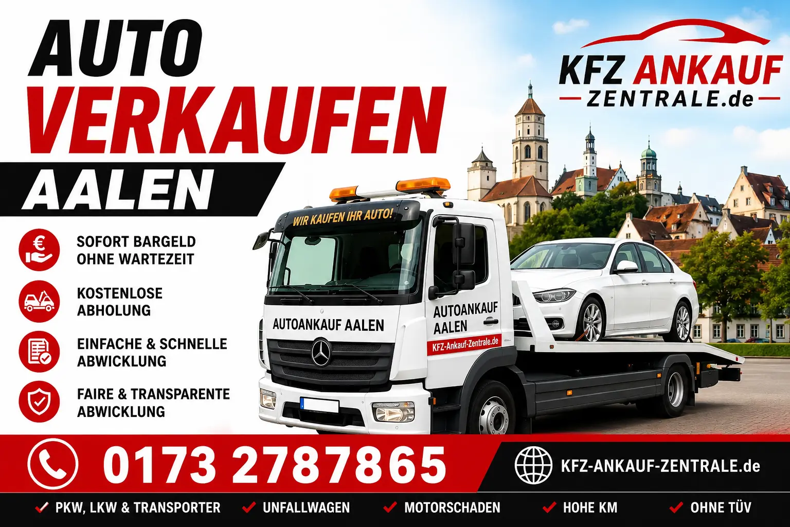 Defektes Auto Verkaufen Sofort Bargeld mit Abholung Aalen