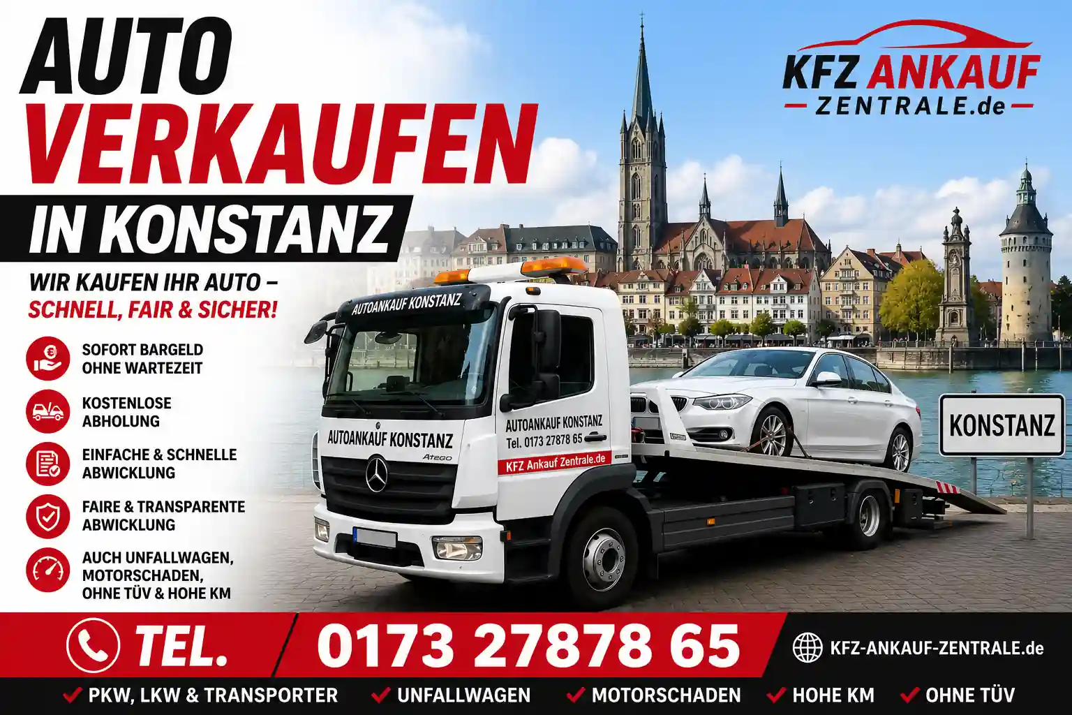 Auto verkaufen in Konstanz - fairer KFZ Ankauf mit Abholung und Sofortauszahlung