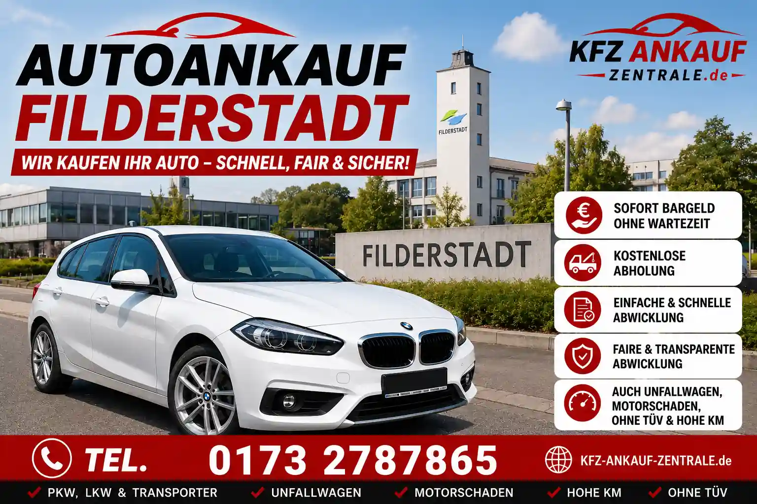 Autoankauf Filderstadt  BMW, 218, x1, x3 Auto Verkaufen ohne TÜV Filderstadt am Flughafen Stuttgart