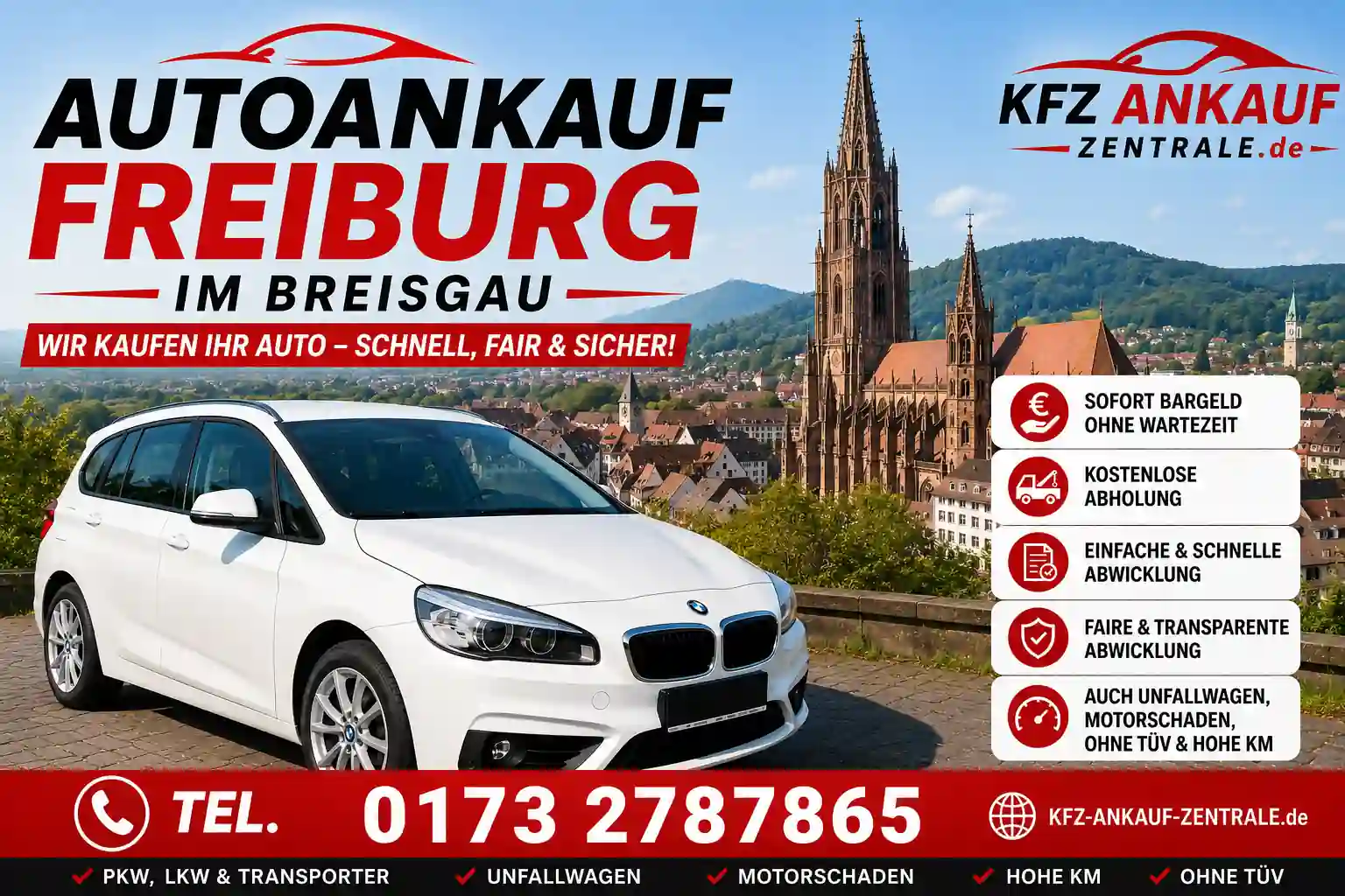Autoankauf Freiburg im Breisgau Ankauf von BMW 218, Opel, Toyota, VW Gebrauchtwagen