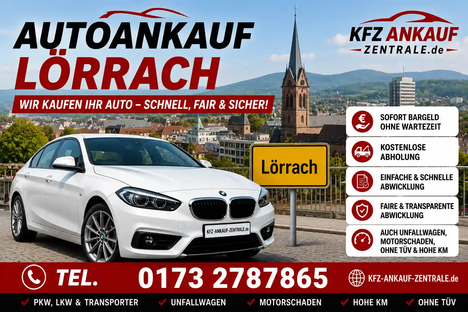 Autoankauf Lörrach – Jetzt kostenlos bewerten lassen Autoankauf Lörrach – BMW, Opel, Toyota, VW, Professioneller KFZ-Ankauf mit kostenloser Abholung & Sofortzahlung