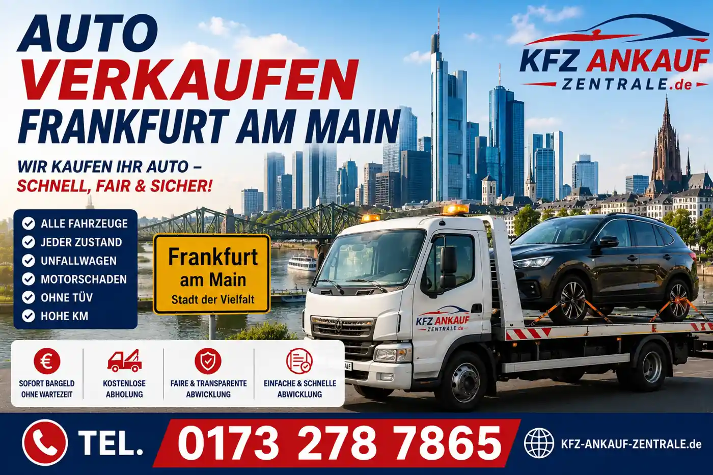 Auto verkaufen in Frankfurt am Main – seriöser Autoankauf Sofortauszahlung und kostenloser Abholung