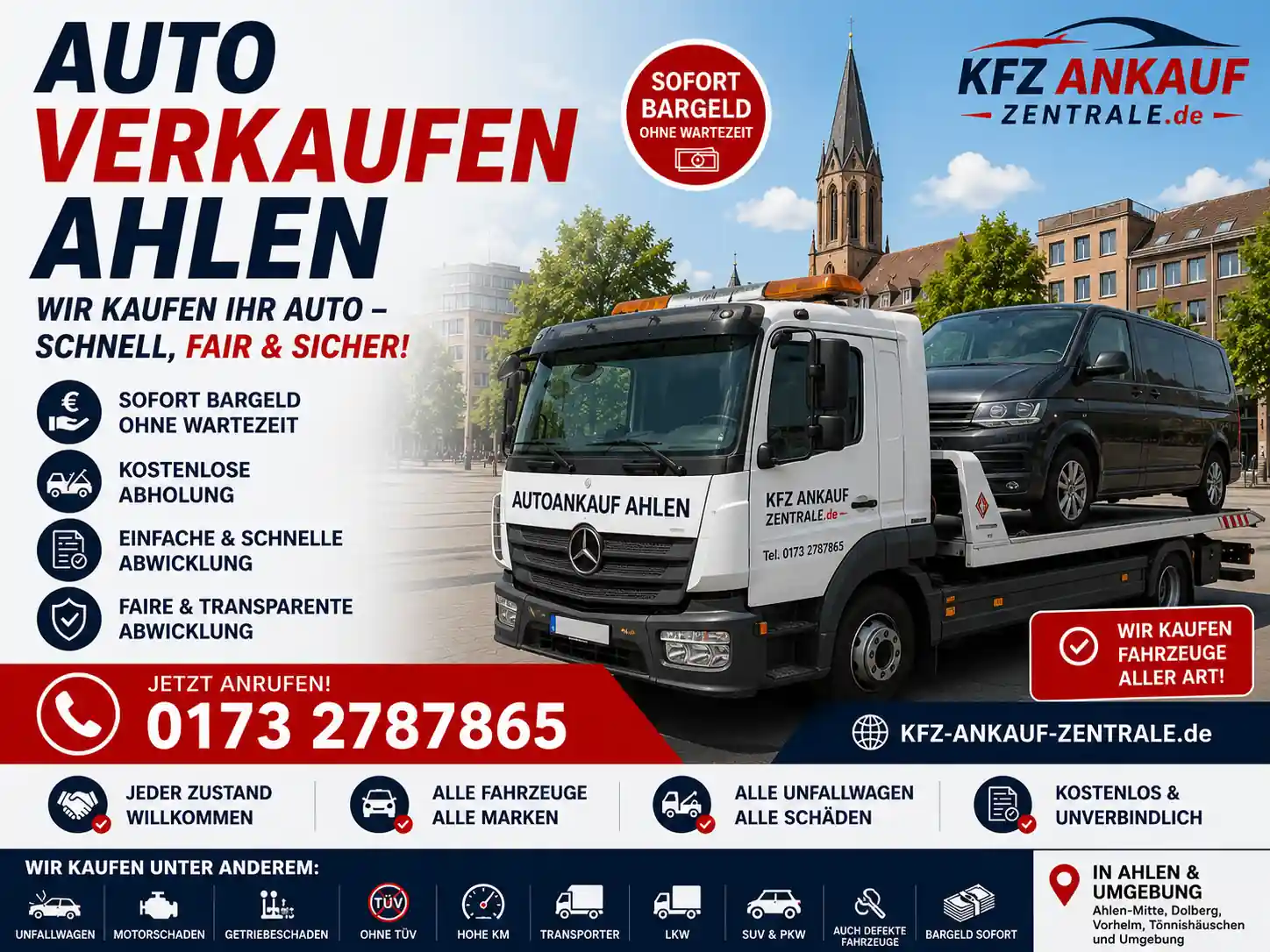 Auto in Ahlen schnell, sicher und zum Bestpreis verkaufen, Mercedes-Benz, VW, BMW, Toyota