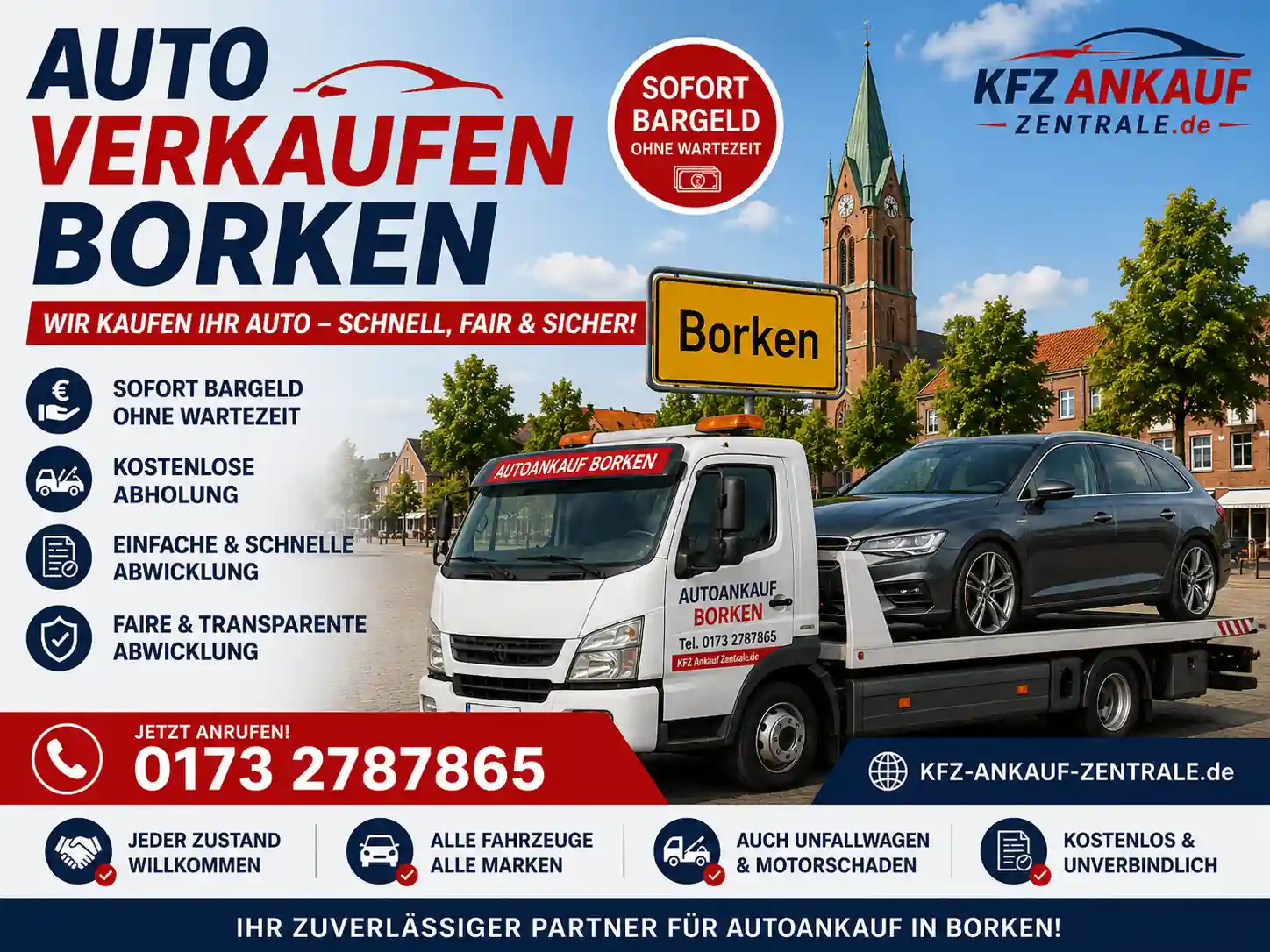Auto verkaufen Borken – Kostenlose Fahrzeugabholung und fairer Autoankauf für Gebrauchtwagen, Unfallwagen und Fahrzeuge mit Motorschaden