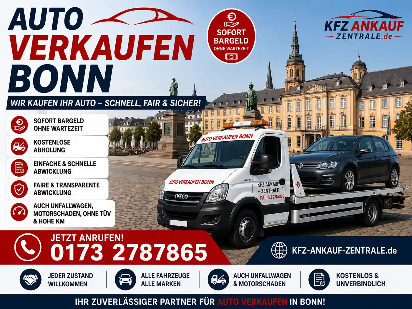 Auto verkaufen für den Export in Bonn – Gebrauchtwagen, Unfallwagen und Fahrzeuge ohne TÜV zum Bestpreis verkaufen, VW, Opel, BMW, Toyota