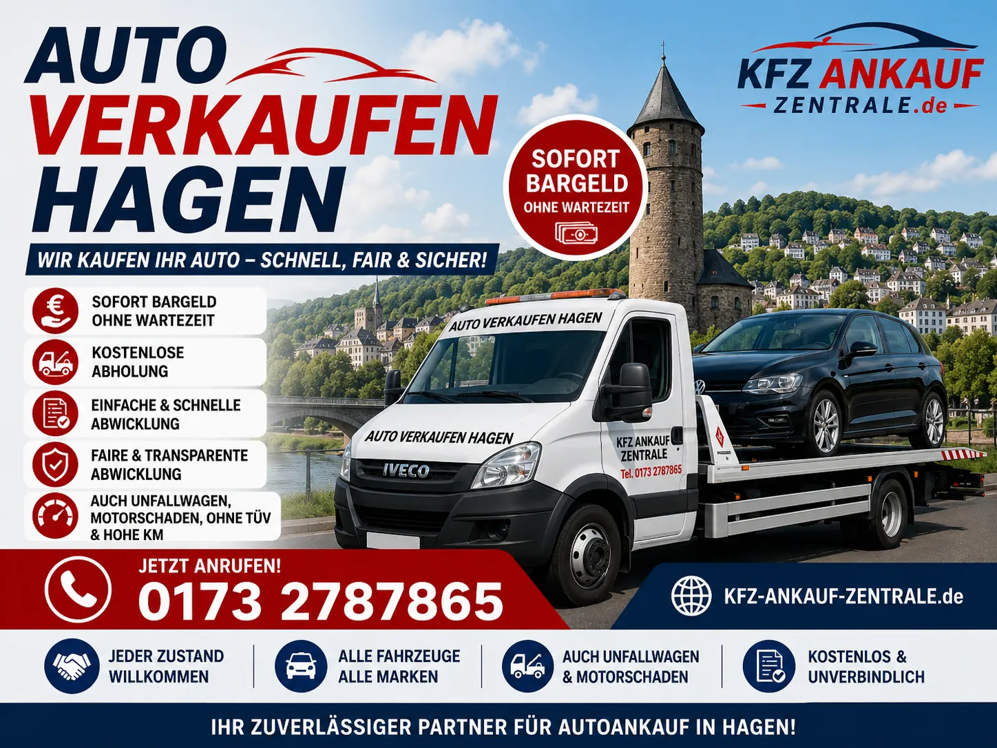 Auto verkaufen Hagen – Fahrzeugankauf für Gebrauchtwagen, Unfallwagen und defekte Autos in Hagen, VW, BMW, Toyota, Iveco
