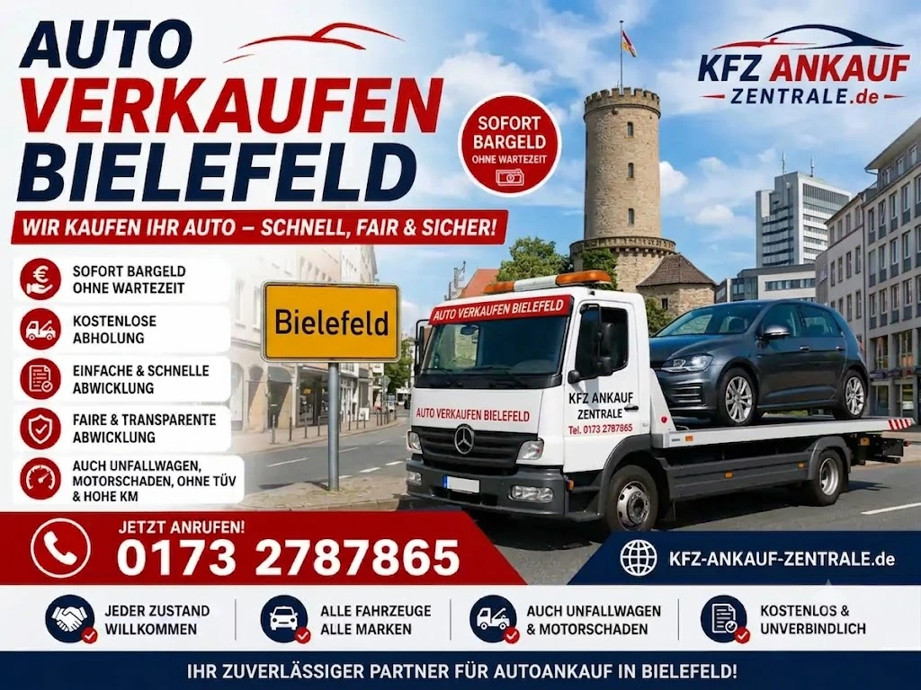 Auto Verkaufen  kostenlose Abholung in  Bielefeld, Mercedes-Benz, VW, BMW, Opel, Toyota