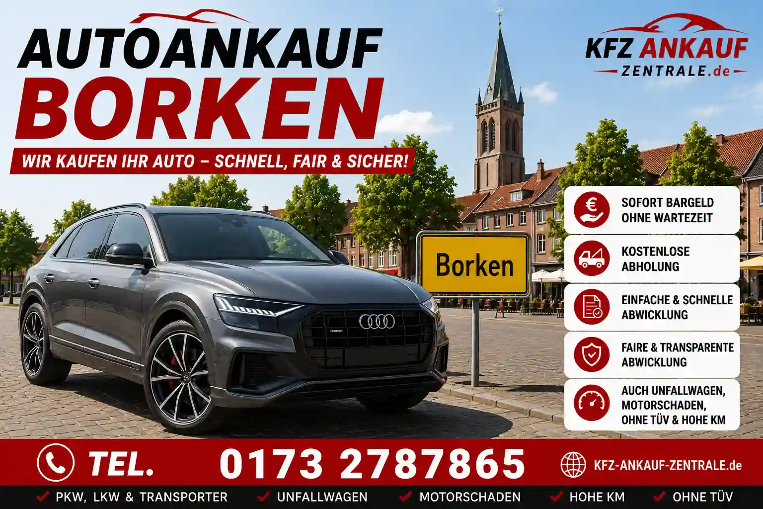 Autoankauf Borken – KFZ Ankauf Zentrale kauft Gebrauchtwagen, Unfallwagen und Fahrzeuge aller Zustände