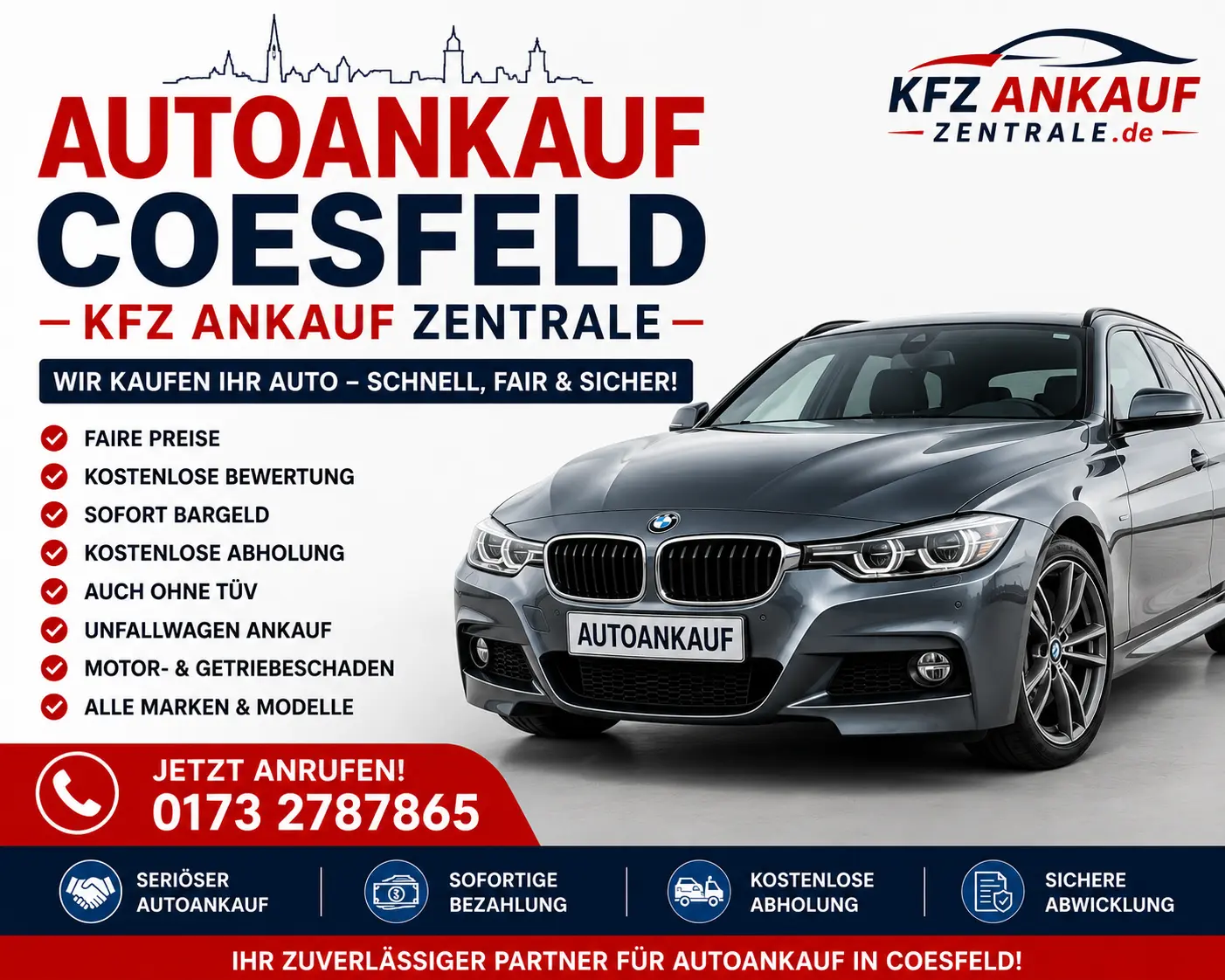 Autoankauf Coesfeld – Gebrauchtwagen schnell, sicher und fair verkaufen, BMW, Opel, VW, Toyota