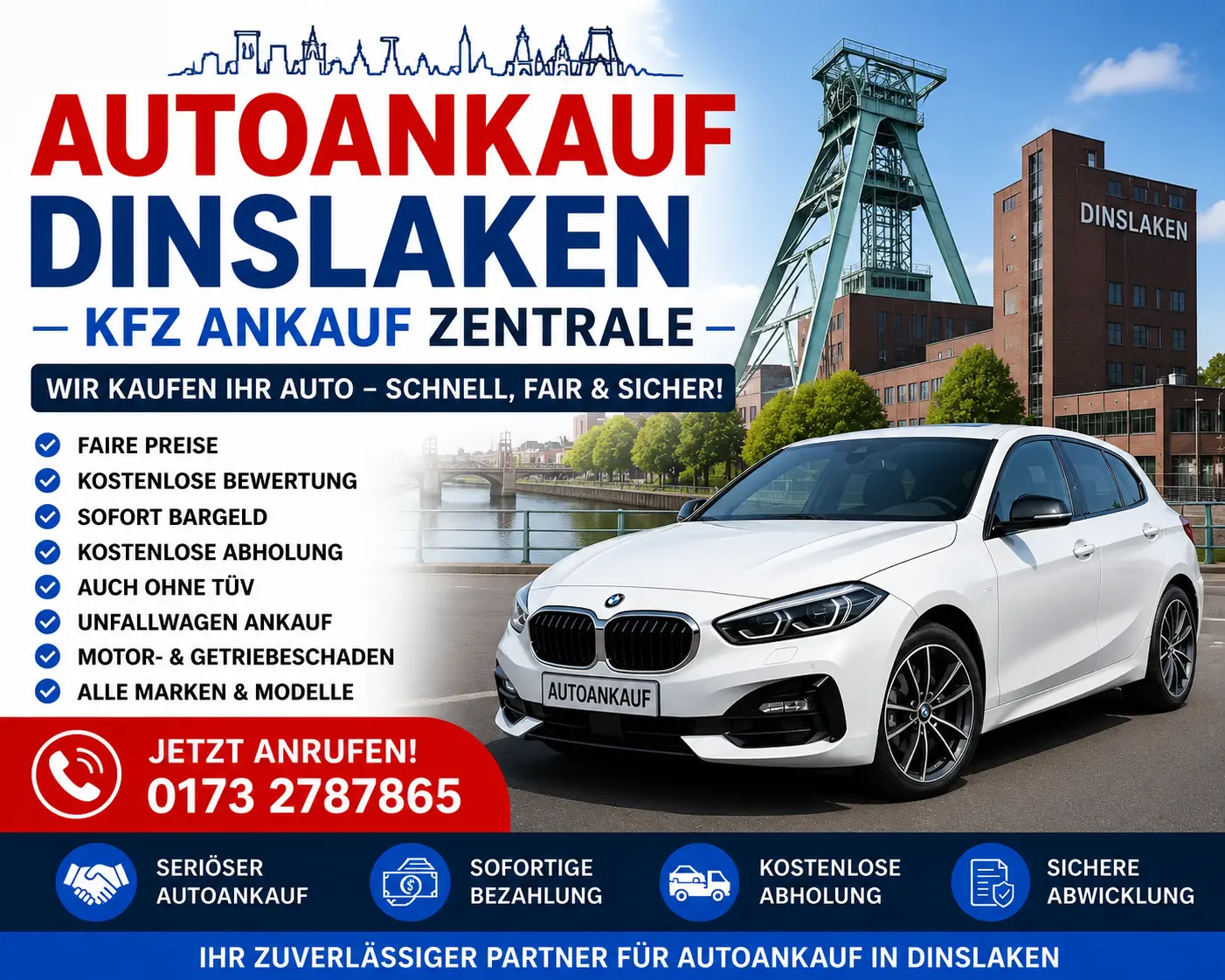  Autoankauf Dinslaken – KFZ Ankauf Zentrale kauft Gebrauchtwagen, BMW, Toyota, Unfallwagen und defekte Fahrzeuge in Dinslaken