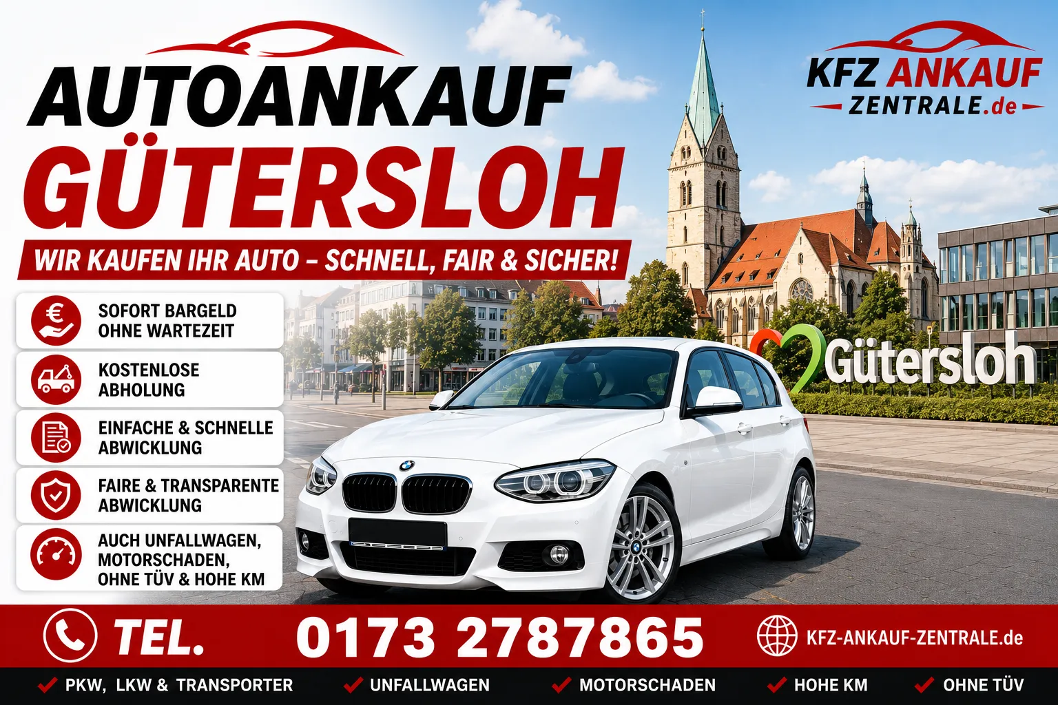 Autoankauf Gütersloh – Gebrauchtwagen, Unfallwagen und Fahrzeuge mit Motorschaden sicher verkaufen, BMW, Opel, Toyota