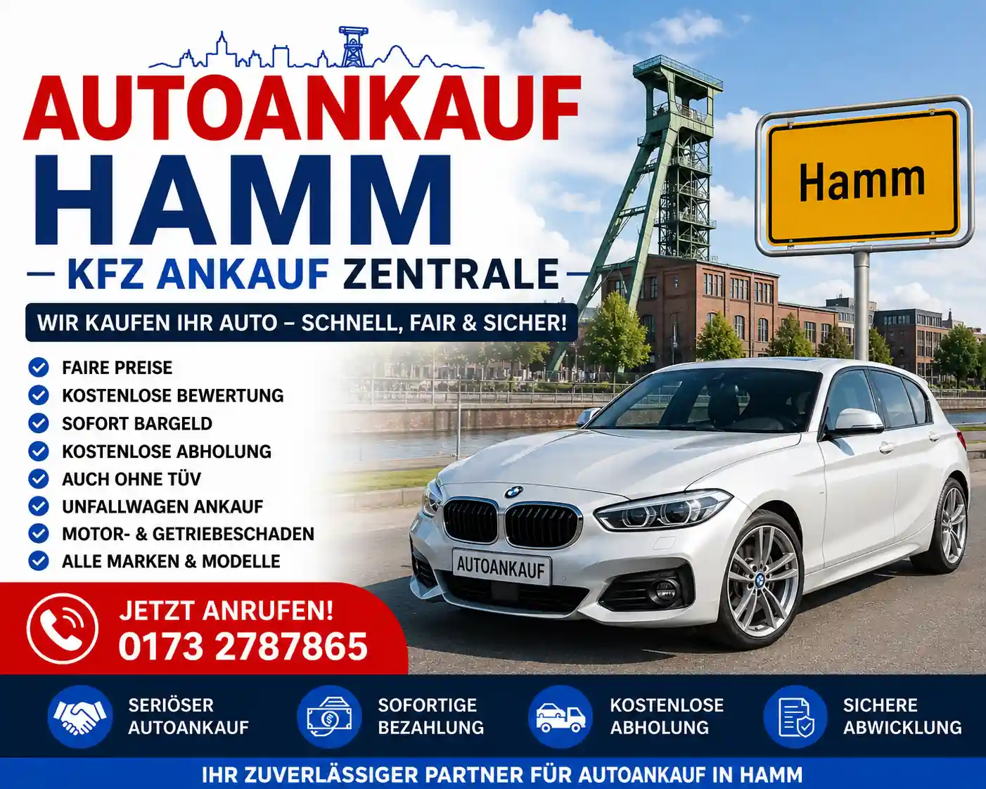 Autoankauf in Hamm – BMW, VW, Toyota, Hyundai Gebrauchtwagen sicher und zum Bestpreis verkaufen