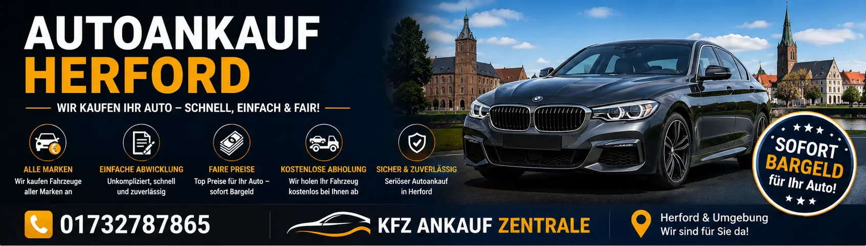 Autoankauf Herford – Gebrauchtwagen, Unfallwagen und Fahrzeuge mit Motorschaden zum fairen Preis verkaufen, BMW, Audi, Toyota