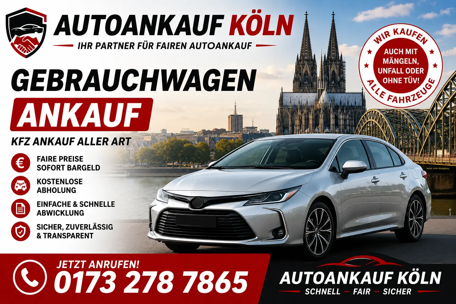 Autoankauf Köln – Fahrzeug verkaufen mit kostenloser Abholung und fairer Bewertung, Toyota, Opel, BMW, VW