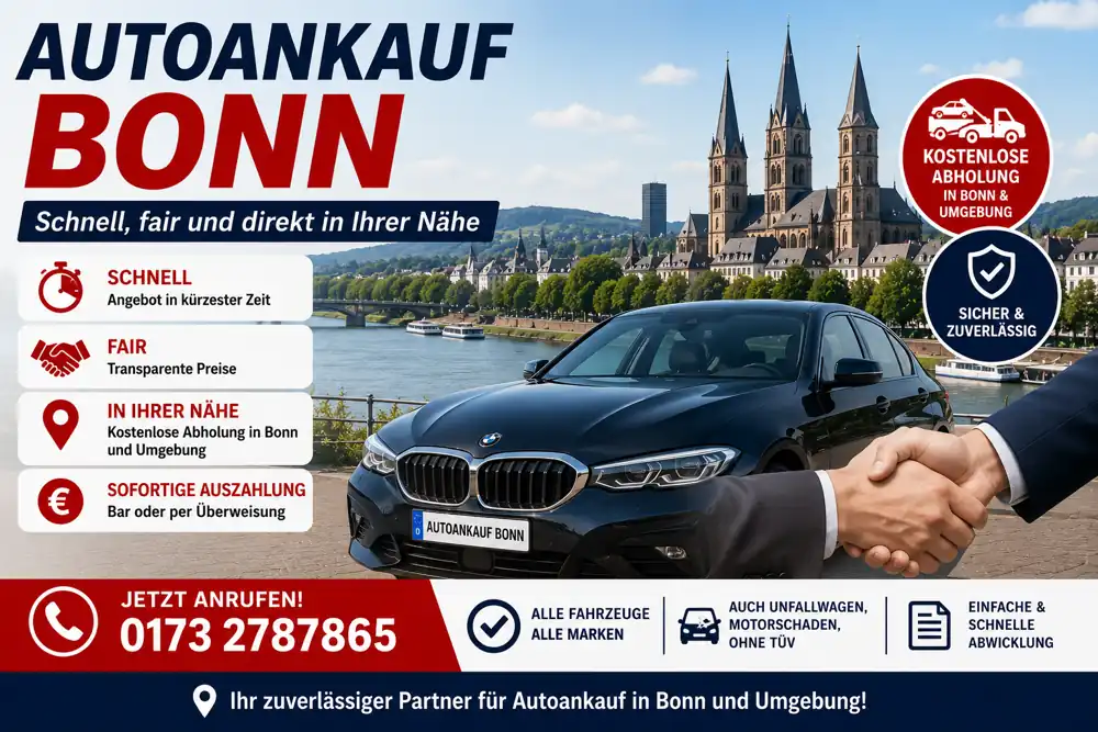 Auto verkaufen in Bonn – Sofort Bargeld und kostenlose Fahrzeugabholung