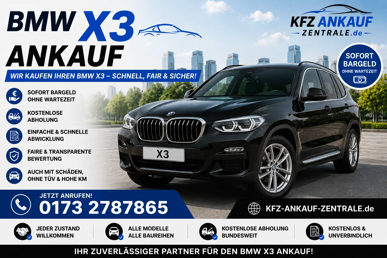 BMW X3 Ankauf – BMW X3 verkaufen mit KFZ Ankauf Zentrale, schnelle Bewertung und kostenlose Abholung