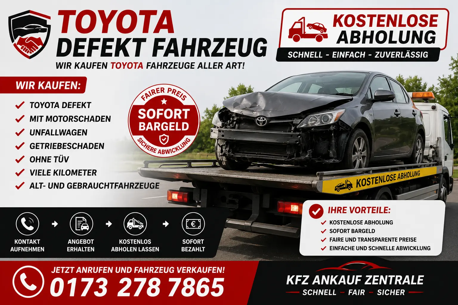 Toyota Defekt Fahrzeug Ankauf – defekte Toyota Fahrzeuge mit Motorschaden, Unfallschaden und bietet kostenlose Abholung