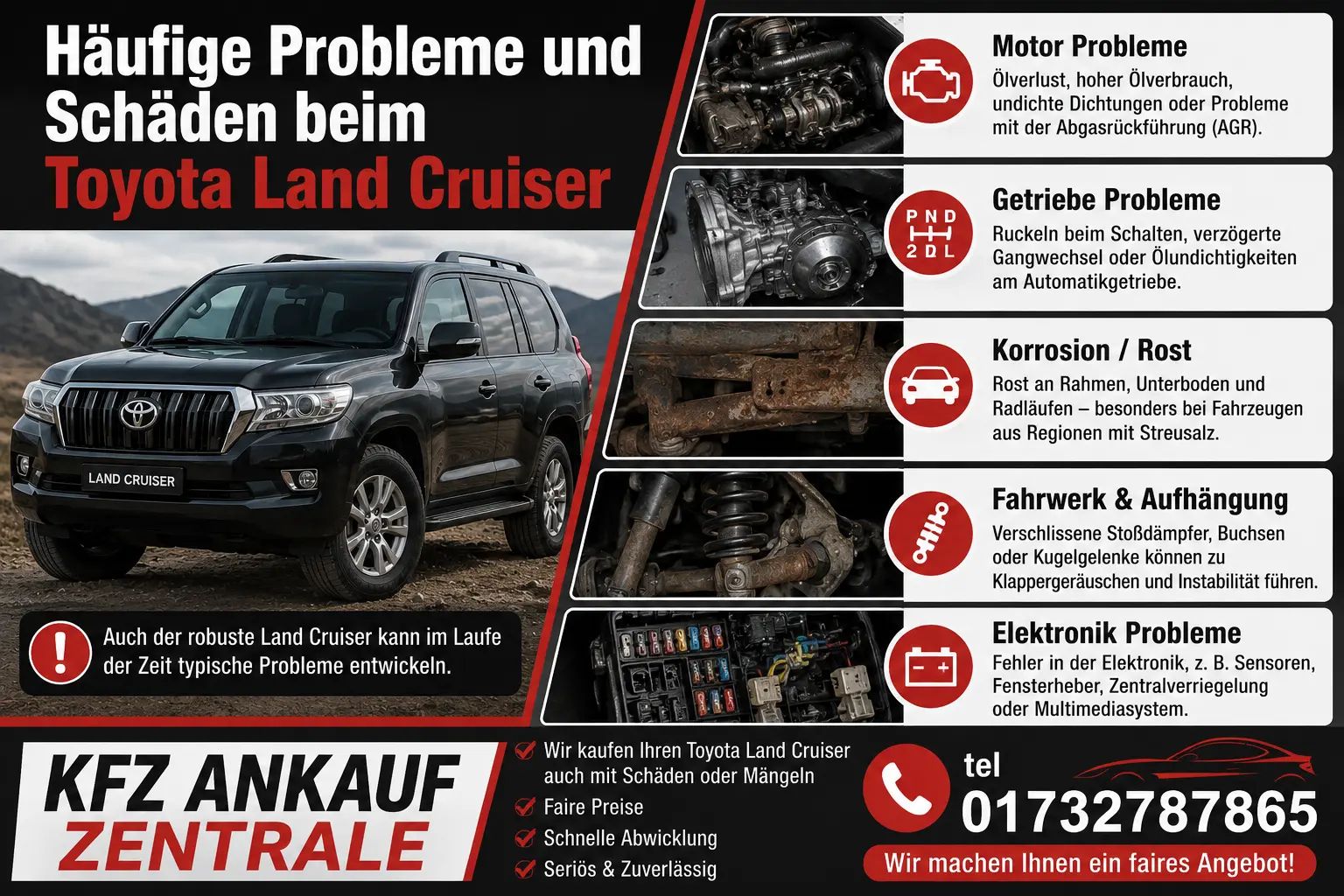 Toyota Land Cruiser – Häufige Probleme bei Gebrauchtwagen sowie Ankauf von Fahrzeugen mit technischen Mängeln
