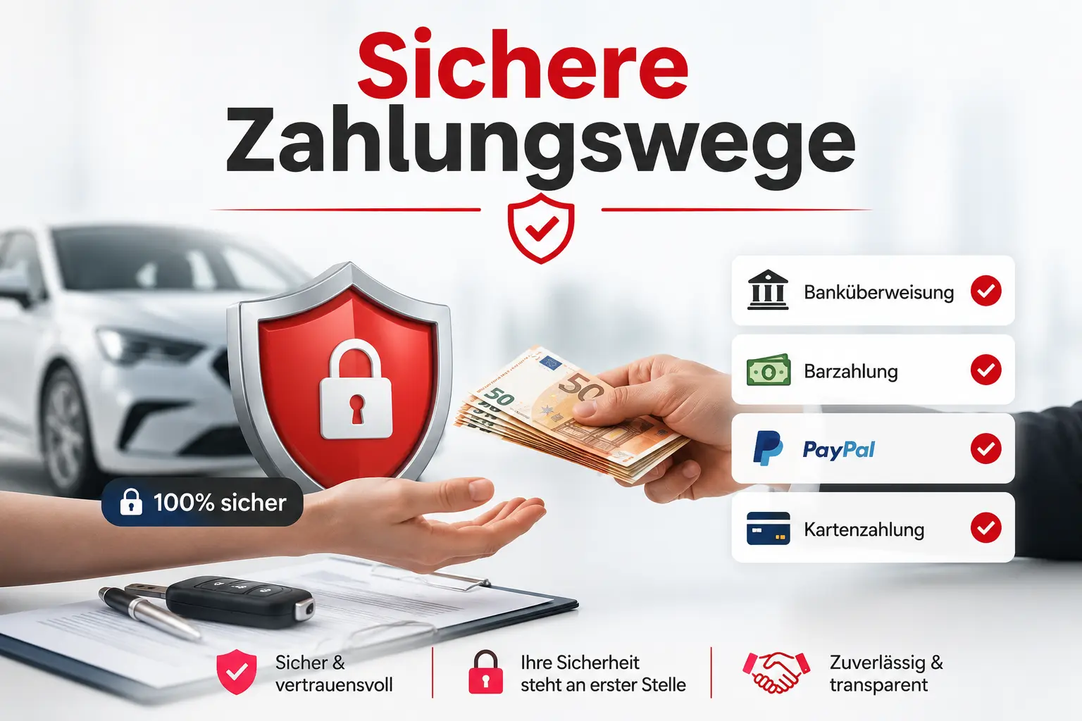 Sichere Barzahlung oder Banküberweisung beim Autoankauf in Ahlen