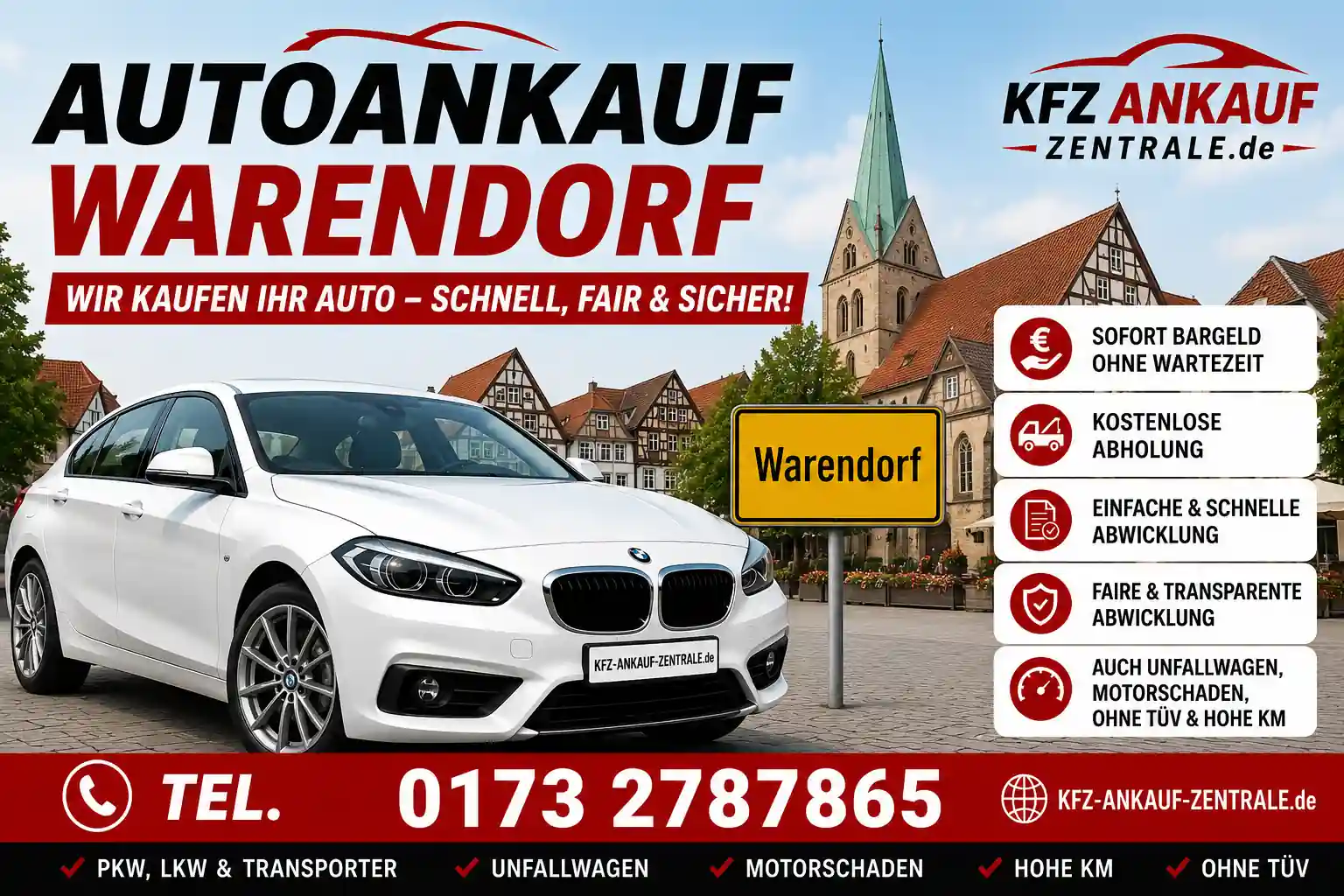 Auto verkaufen in Warendorf BMW, Audi, VW, Toyota - Zuverlässiger KFZ-Ankauf in NRW
